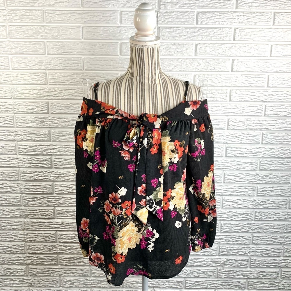 Staccato Multicolored Floral Cold Shoulder Top - Picture 1 of 7
